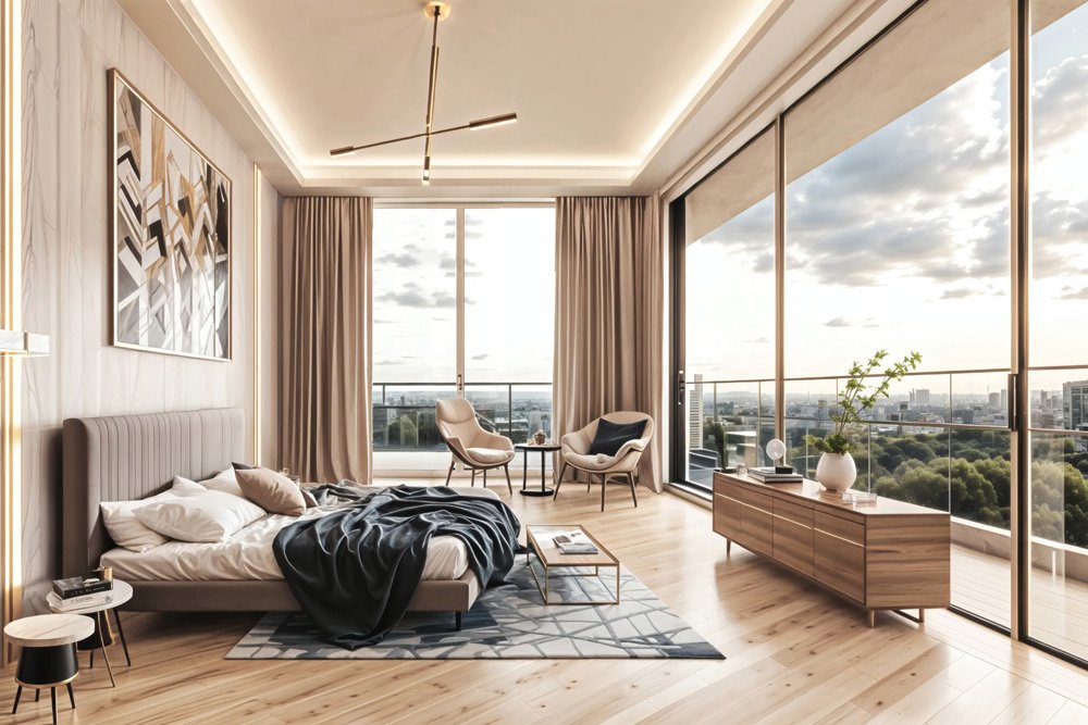 Luxury walk-in dressing room interior