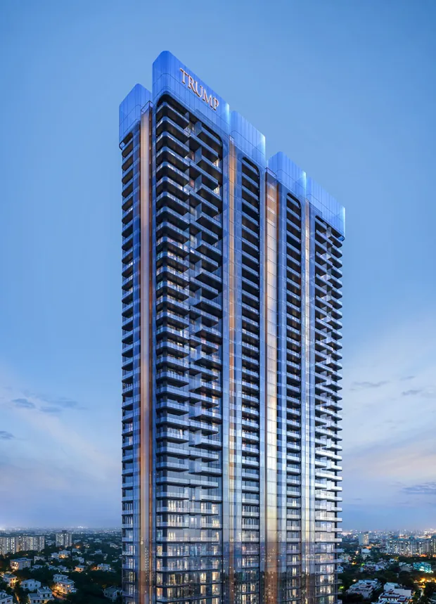 Trump Towers Gurgaon — tower elevation at dusk